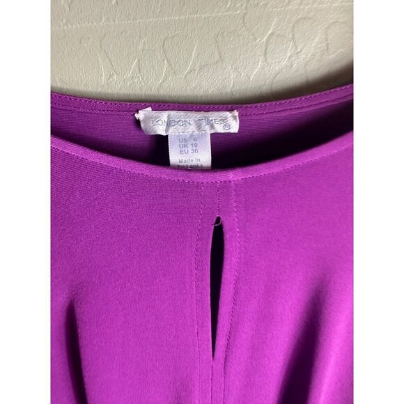 NWT London Times Purple Short Sleeve Dress Size 6 - Picture 4 of 5
